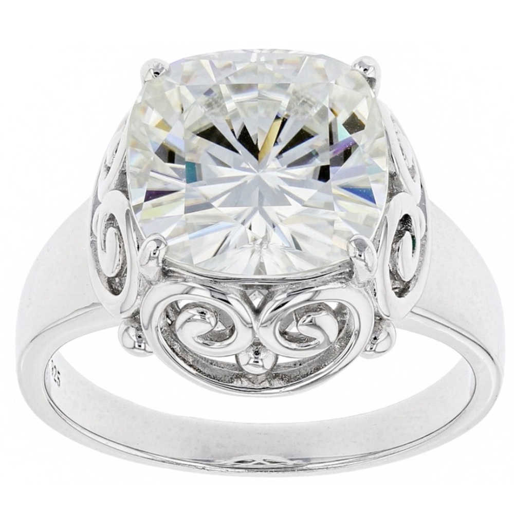 Moissanite Fire Ring Vintage Style Engagement Solitaire Platineve Size 6